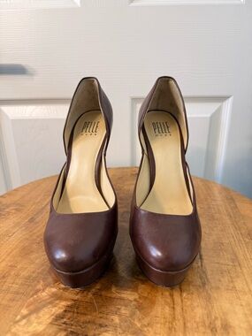 Pelle Moda Dark Brown Leather Platform Pumps
